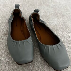 Lucky Brand Alba Grey Leather Square Toe Ballet Flats